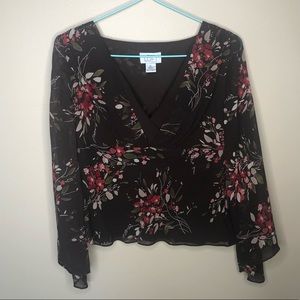 Ann Taylor Loft size 4 brown floral long sleeve